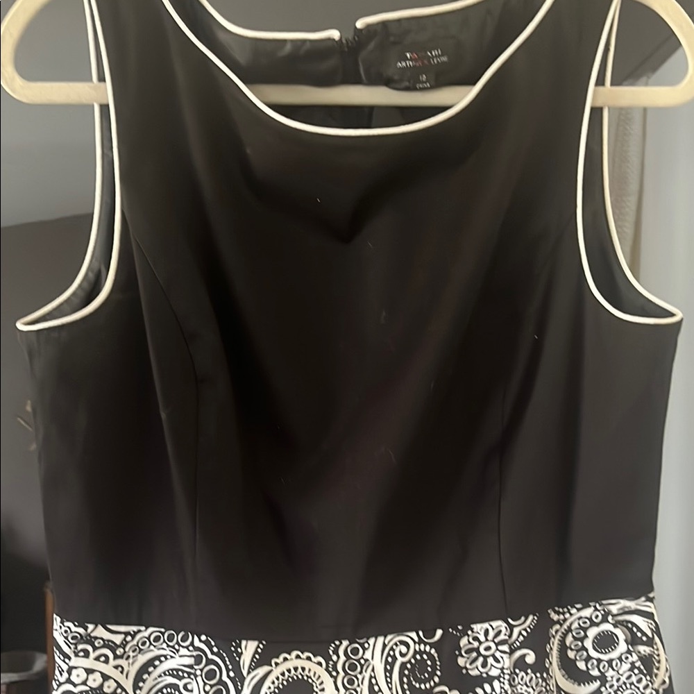 Tahari Black and White Sheath Midi Dress pockets lined like new - Picture 3 of 6